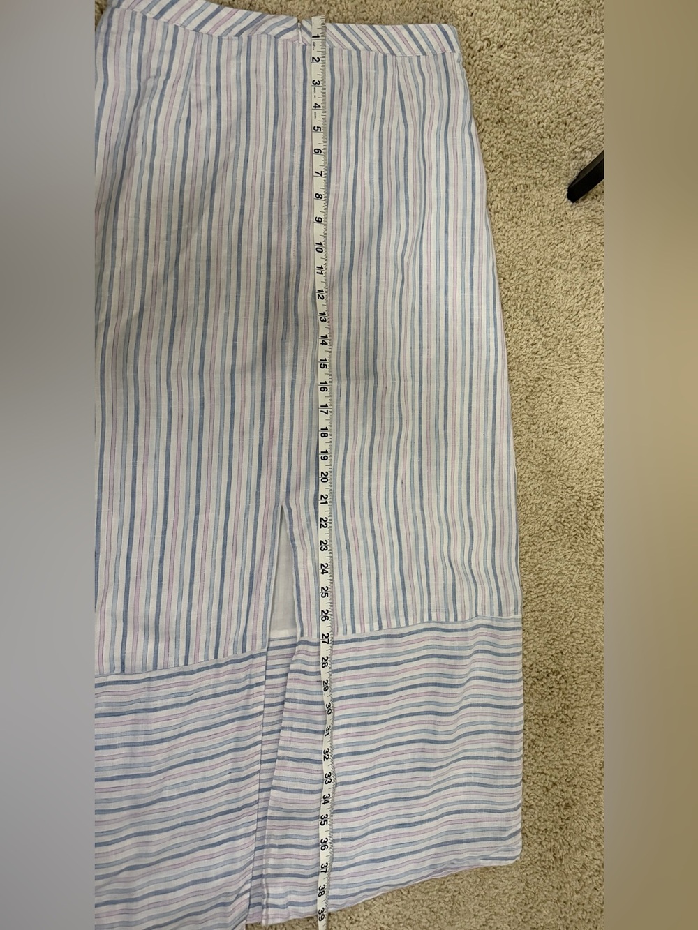 Island Company Linen Maxi Skirt M Blue Pink Stripe Coastal Resort - Picture 8 of 8